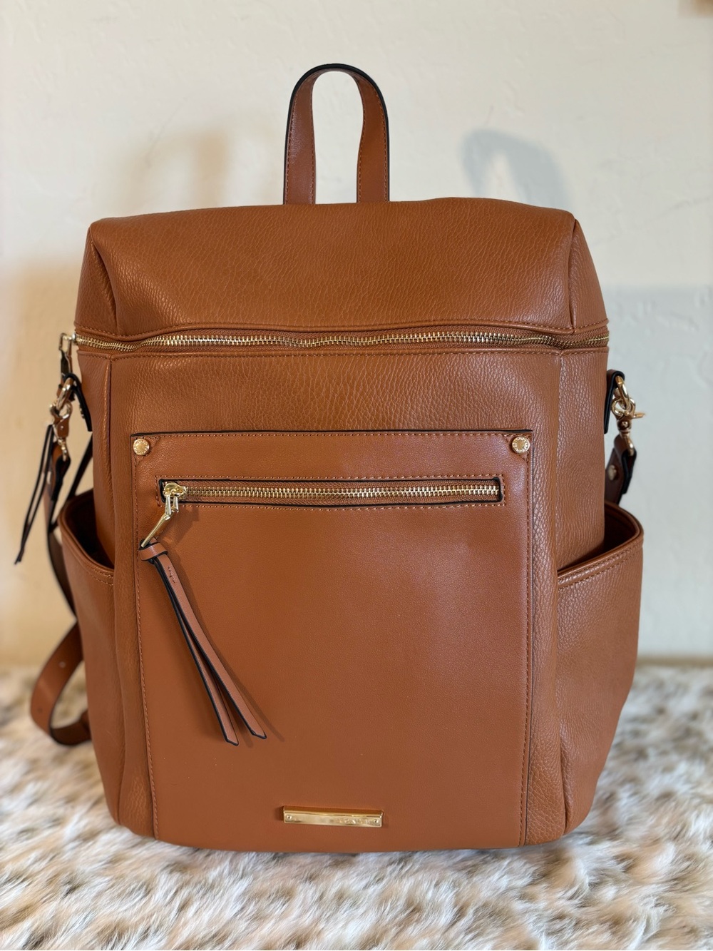 Poppy & Peonies Commuter Backpack Cognac